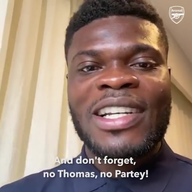 Thomas Partey has greeted Arsenal fans for the first time after his £45m deadline day move from Atletico Madrid