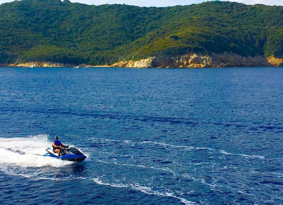 Johnson takes advantage of a jet-ski that belongs to the Aquila in Croatia