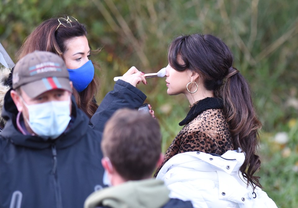 Crew members all wore face masks on set 