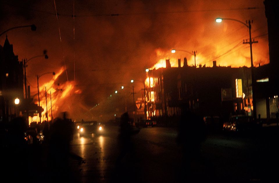 Rioting and arson swept across the US earlier in 1968 following the assassination of Martin Luther King Jr.