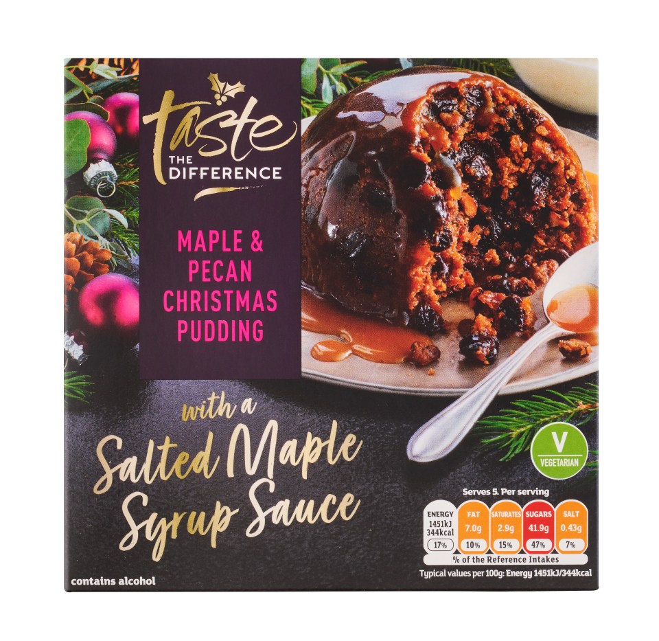 Sainsburys Taste the Difference Salted Maple & Pecan Christmas Pudding, £6 for 400g