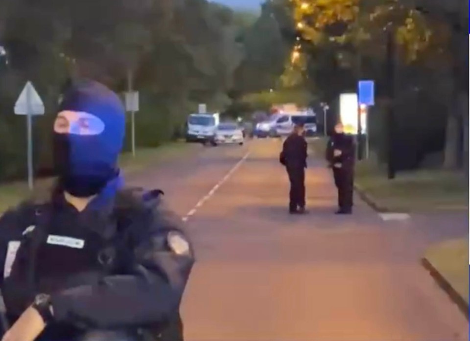 Local TV footage shows French police officers at the scene 