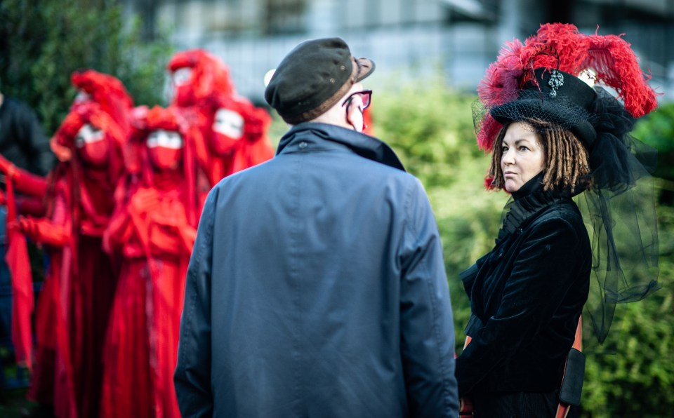 Corbyn talks to the wife of David Graeber, Nika Dubrovsky
