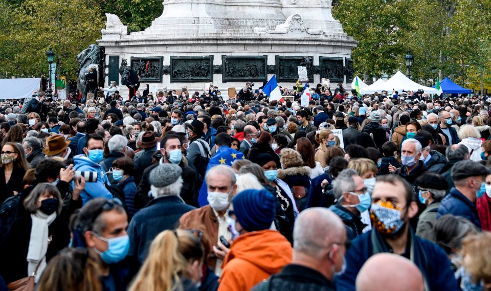 French flags waved in the crowds
