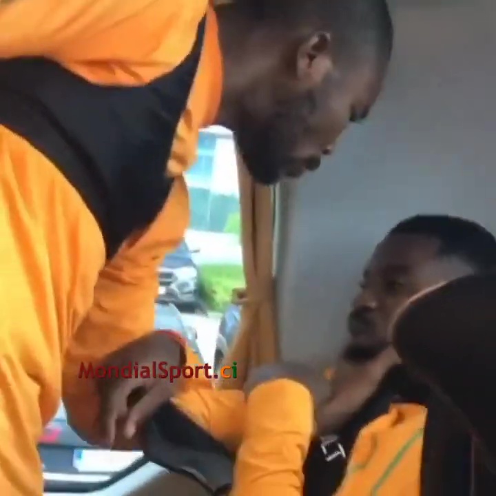 Former Ivory Coast captain Serey Die appears to fight with Tottenham star Serge Aurier on a team bus