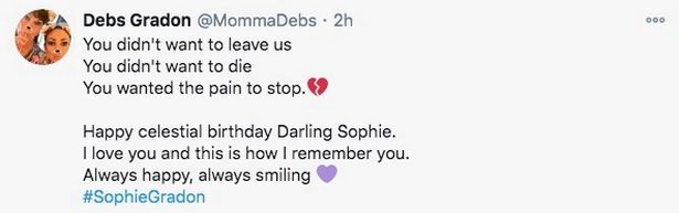 Deborah wrote a touching tribute underneath