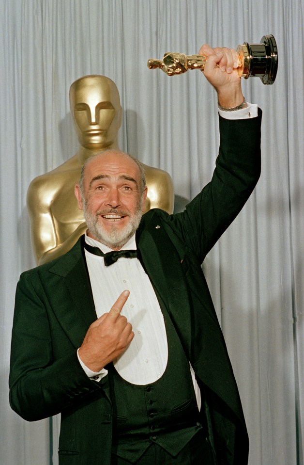 Sir Sean at his Oscar win in 1988 for his role in The Untouchables
