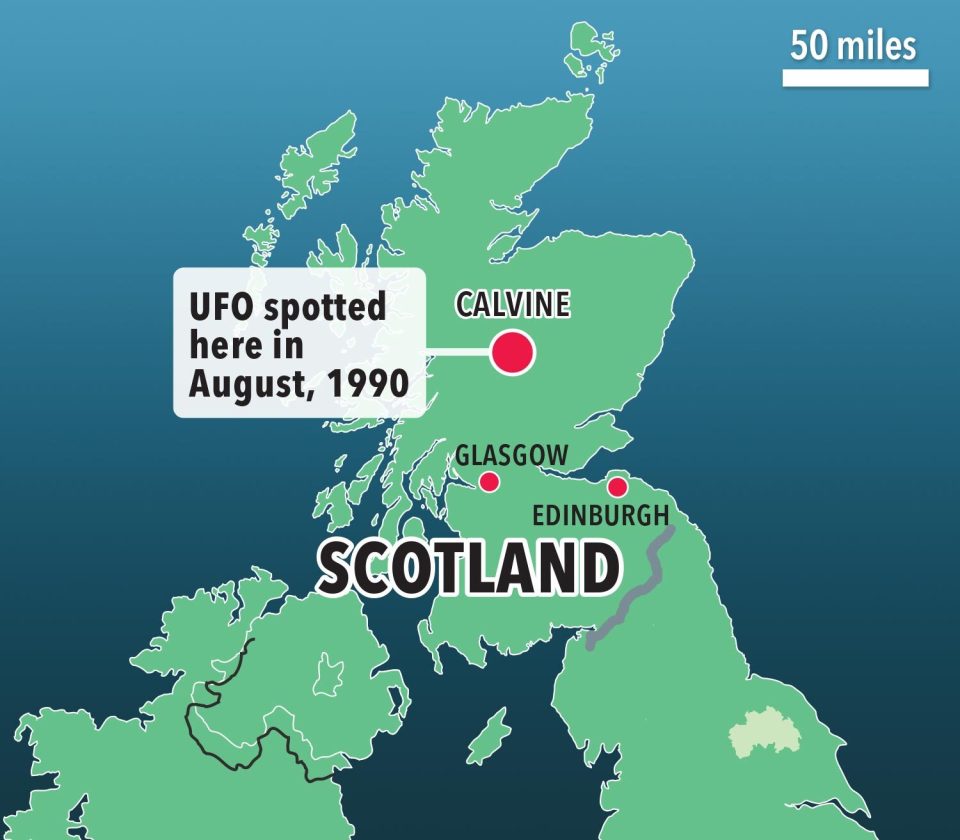  Where the UFO was spotted in the Highlands in 1990