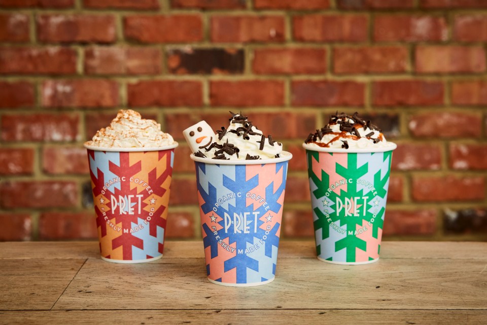 A new range of hot drinks has arrived including the s'mores hot chocolate (centre).