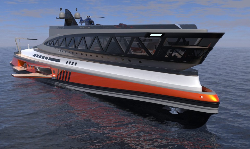 The one of a kind mega yacht has six different floors in total and the main living area is on the upper level 