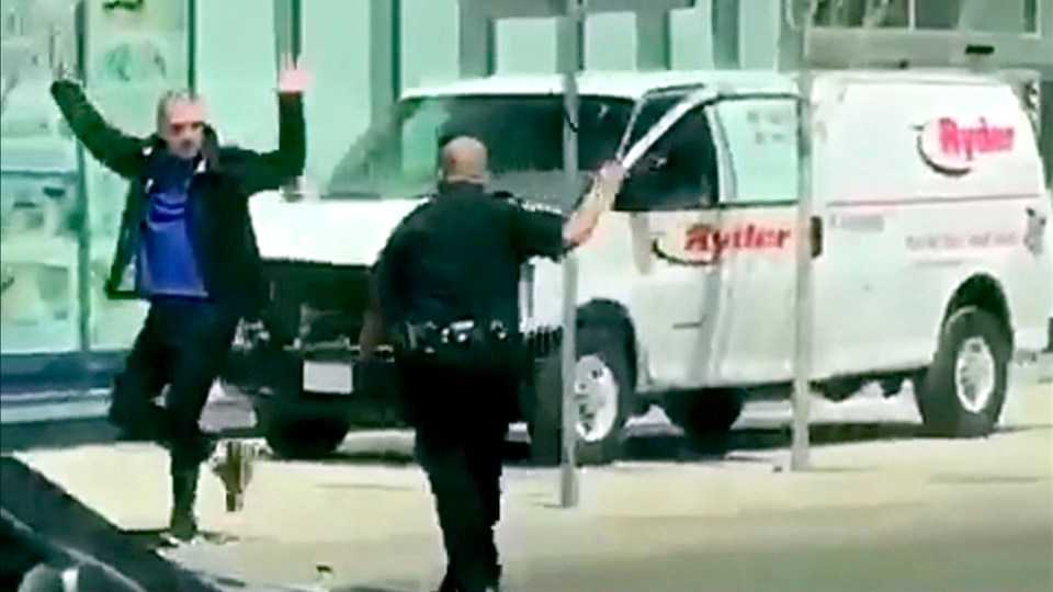The 28-year-old surrendering to cops after the rampage