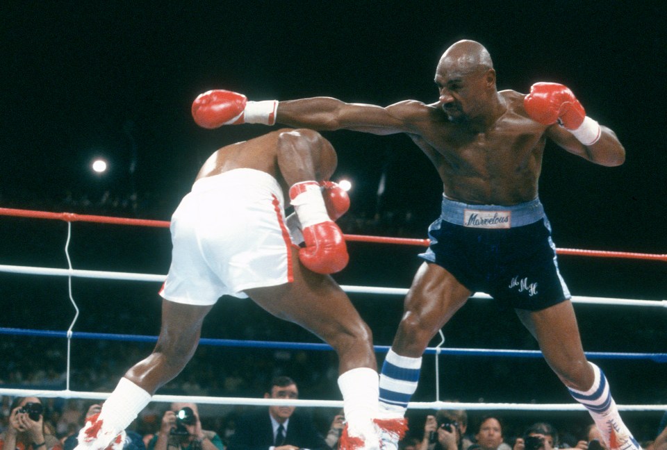 Marvin Hagler struggled throughout the fight to land meaningful shots