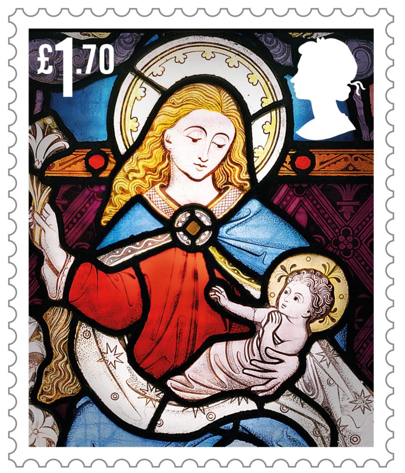 The Virgin and Child scene is also seen in the £1.70 stamp