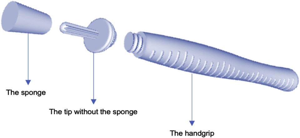 The tool would have a sponge at the end which would be soaked in solution to help gather the wax 