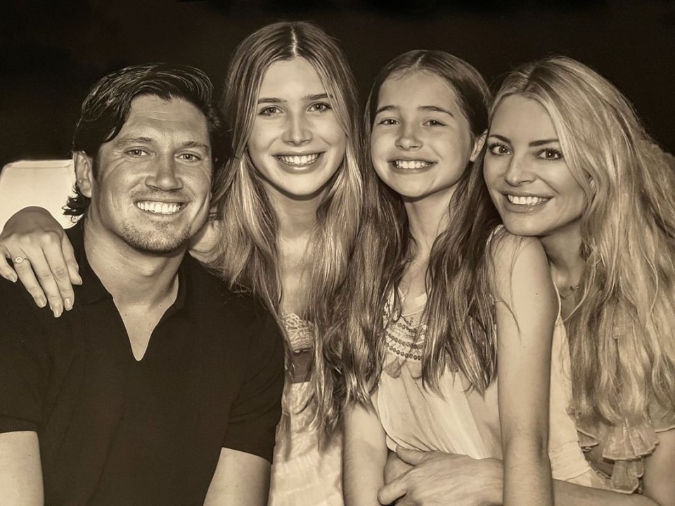 Tess yesterday shared a rare picture of her and Vernon with their daughters