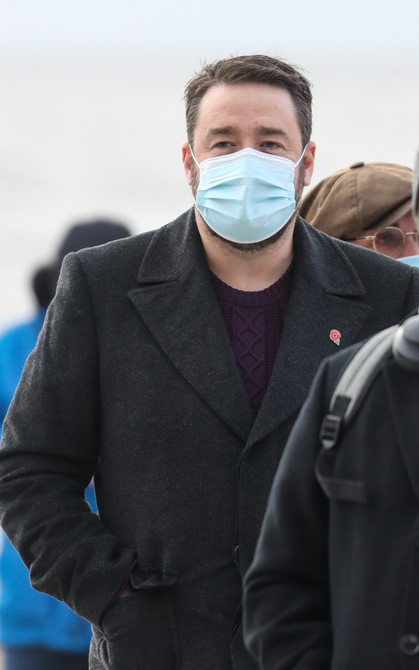 Comedian Jason Manford was among the mourners today