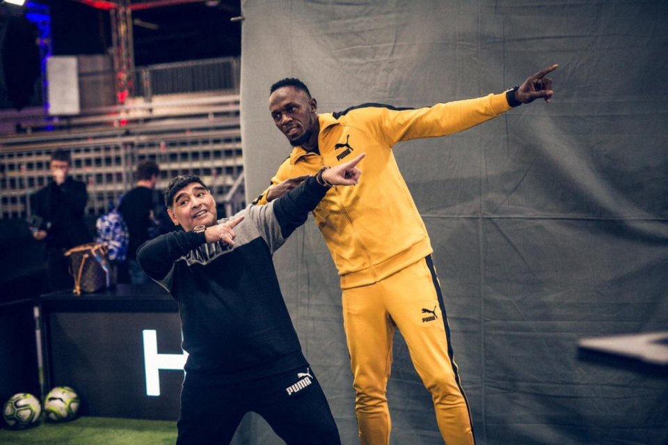 Usain Bolt posted a tribute online, writing 'RIP to legend Maradona'