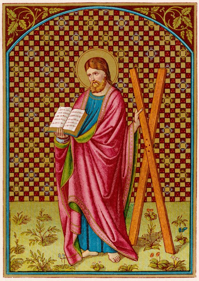 A painting of St Andrew with his cross