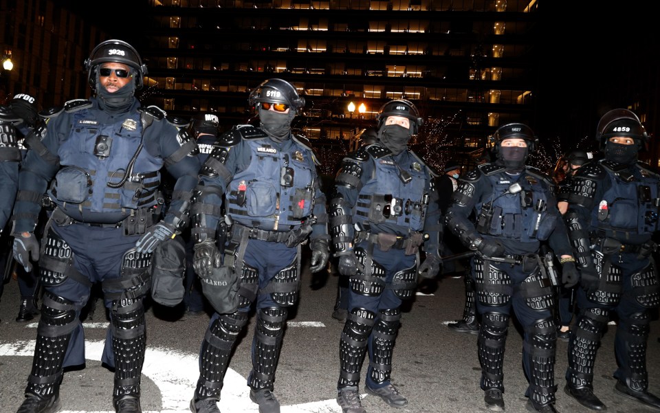 US riot cops are covered in Kevlar - except for their meat and veg