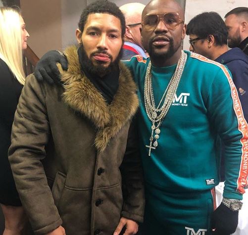 Ashley Theophane pictured with Floyd Mayweather 