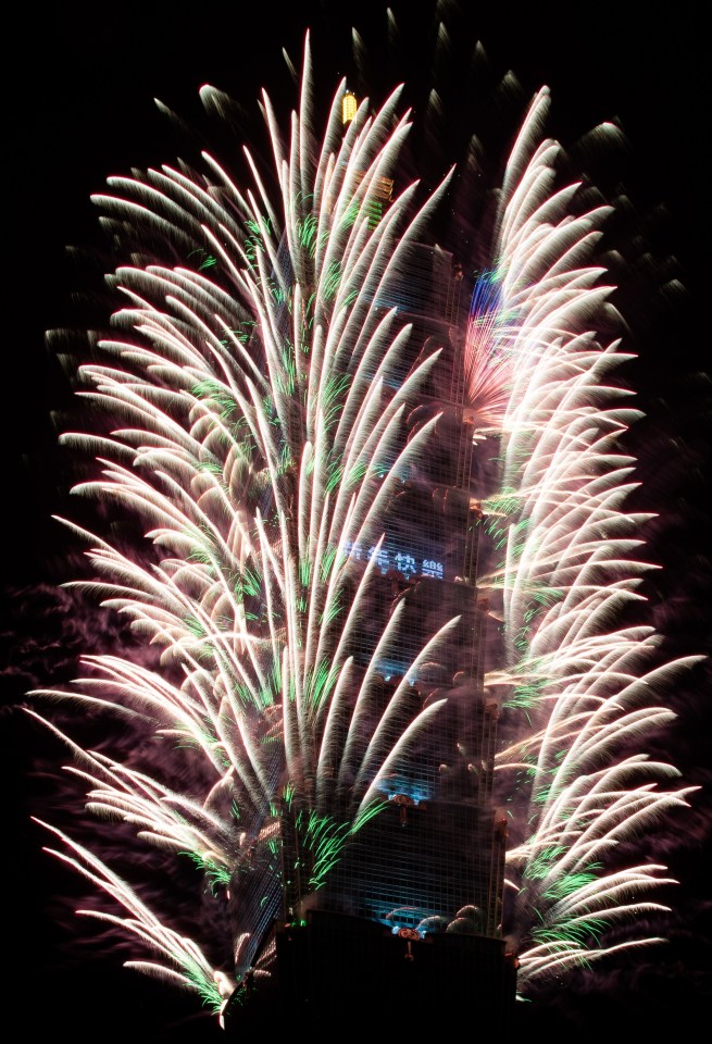 Fireworks in Taiwan lit up the night sky