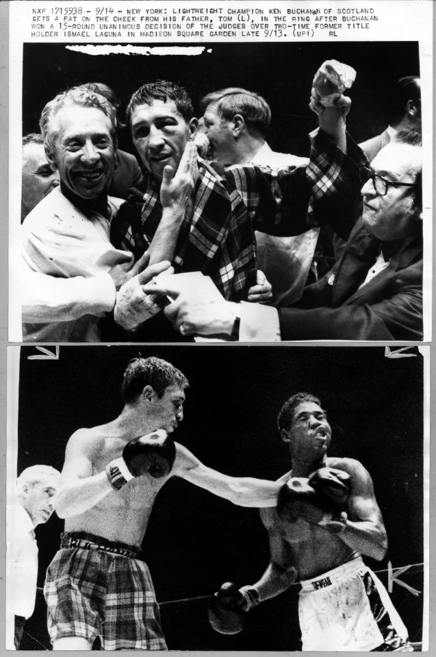 Ken Buchanan battled threw a severe eye injury to win on points against Ismael Laguna