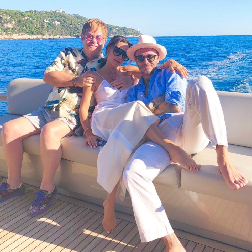 The Beckhams often take family holidays with Elton