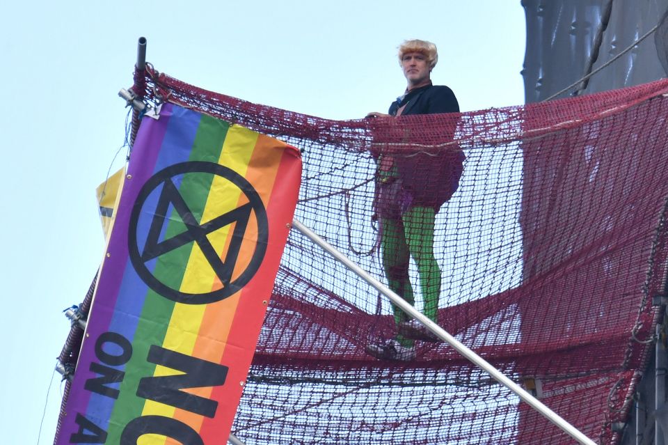 One Extinction Rebellion protester scaled Parliament