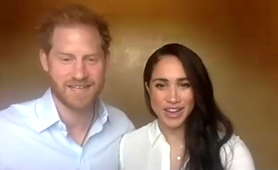 A session hosted by the Queen's Commonwealth Trust about fairness, justice and equal rights sees Prince Harry and Meghan Markle join via video call