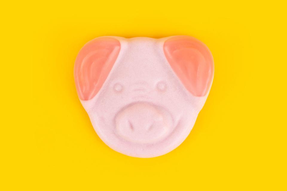 A 'normal' cheery Percy Pig 