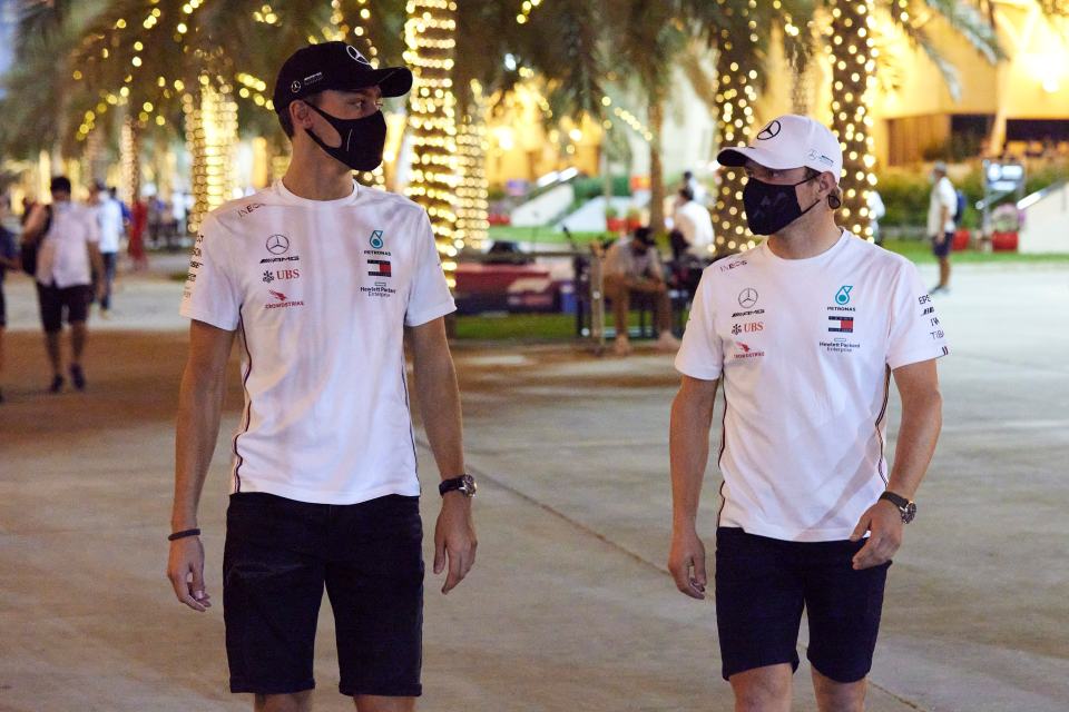Valtteri Bottas (right) is racing with new team-mate George Russell (left)