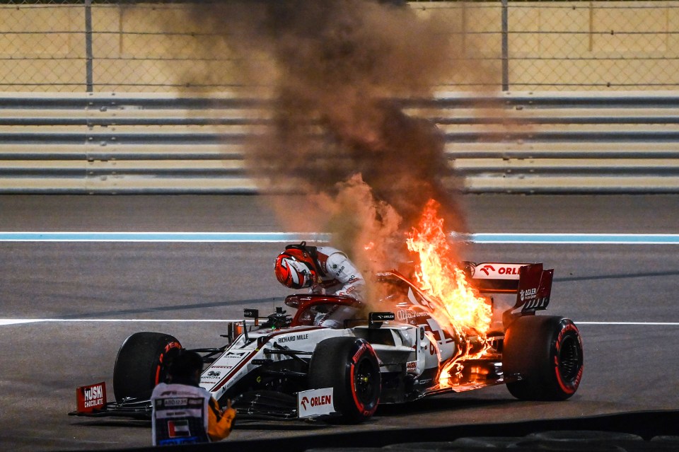 Kimi Raikkonen's car burst into flames during Abu Dhabi GP free practice