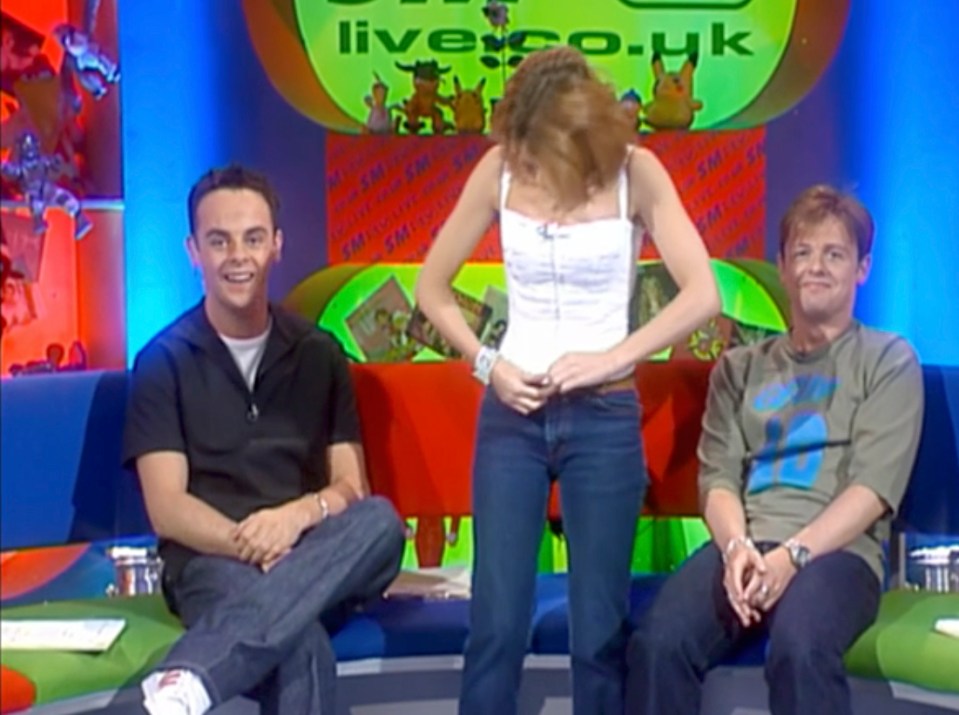 Ant and Dec watch as Kylie Minogue pretends to take her clothes off on the show