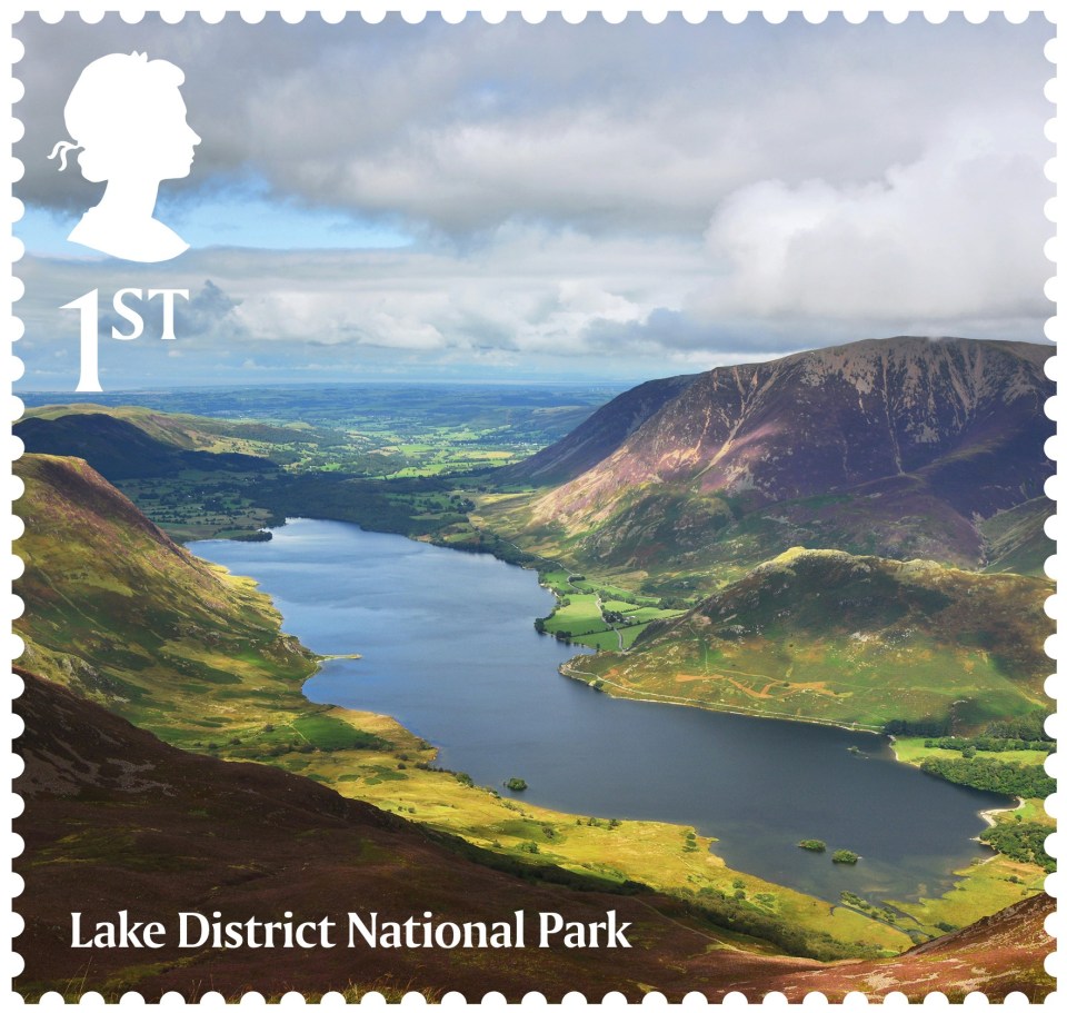 Another of the stamps to mark 70 years of National Parks shows the Lake District