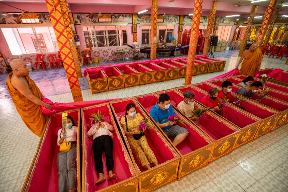 Buddhists in Thailand take part in the resurrection ceremony to ring in the new year