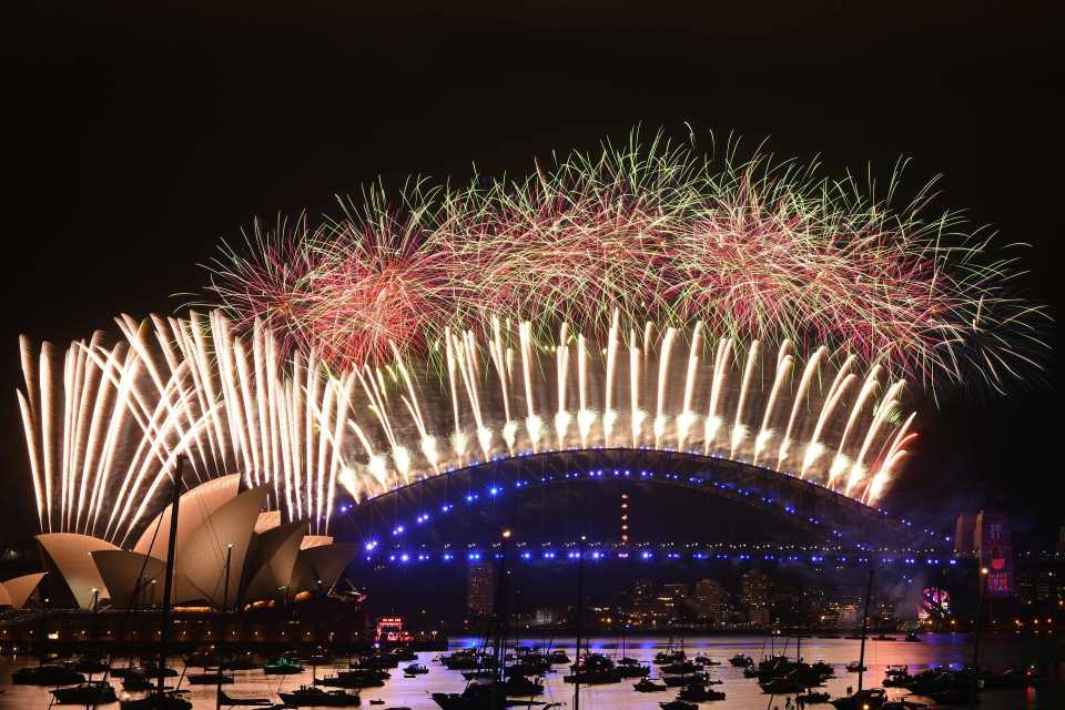 The Sydney Harbour Bridge and Sydney Opera House were lit up with a fireworks display 