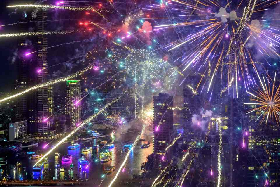 Fireworks in Thailand lit up the night 