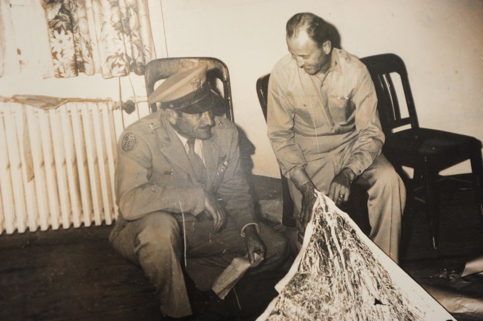 Pieces of debris from the scene were examined at the Roswell base