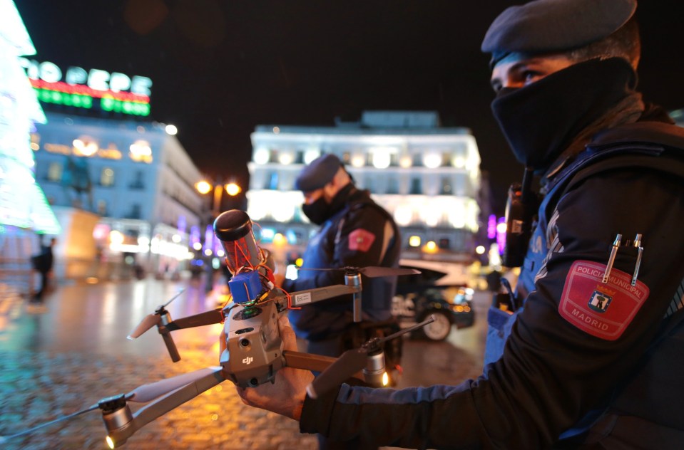 Spanish cops used drones to enforce the strict lockdown in Madrid