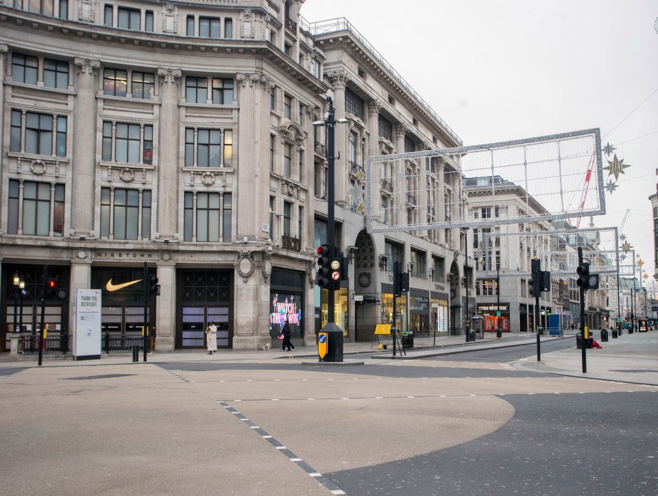 But Oxford Street - Europe's busiest shopping district - stood empty as London is in Tier 4
