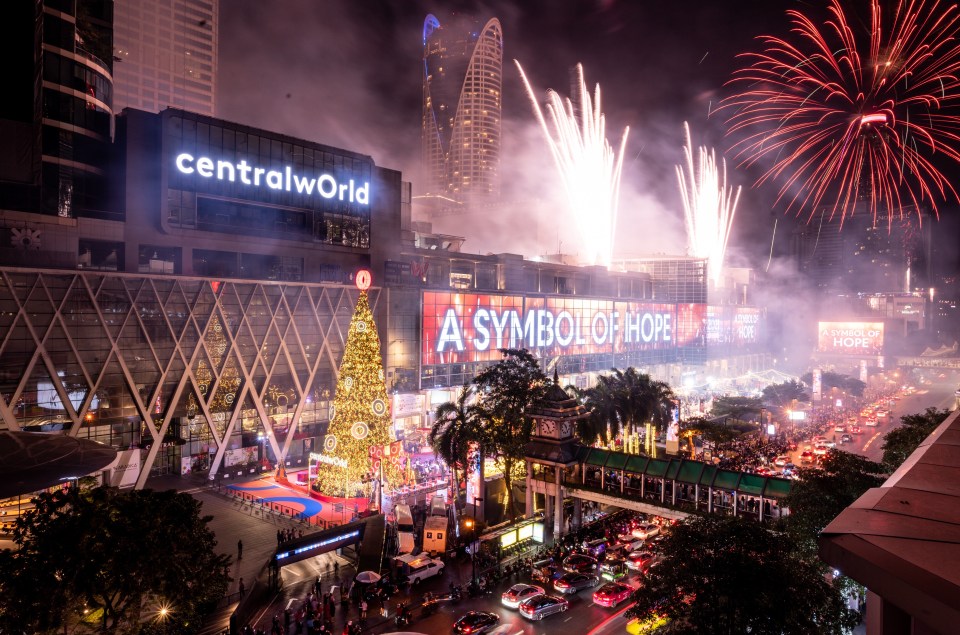 Fireworks were let off at a department store in Bankok, Thailand