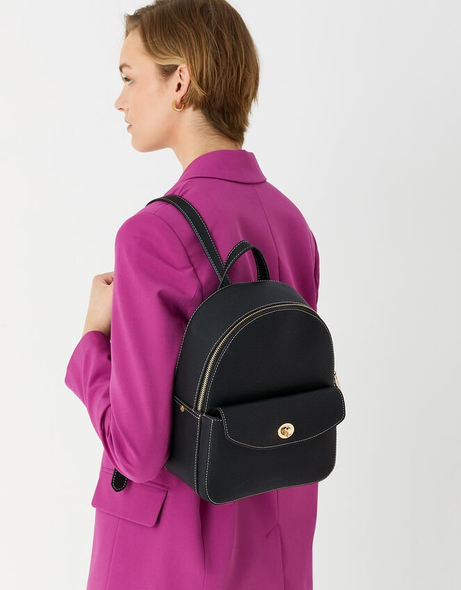 Mini zip around backpack black