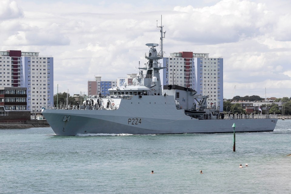 HMS Trent, a new £100million warship, led the flotilla
