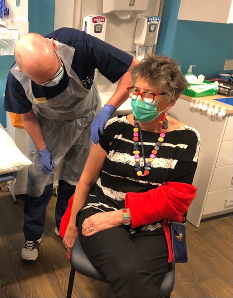 Prue Leith, 80, receiving the Pfizer/BioNTech Covid-19 vaccine