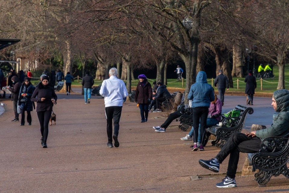 The park was seen busy with Brits out exercising today