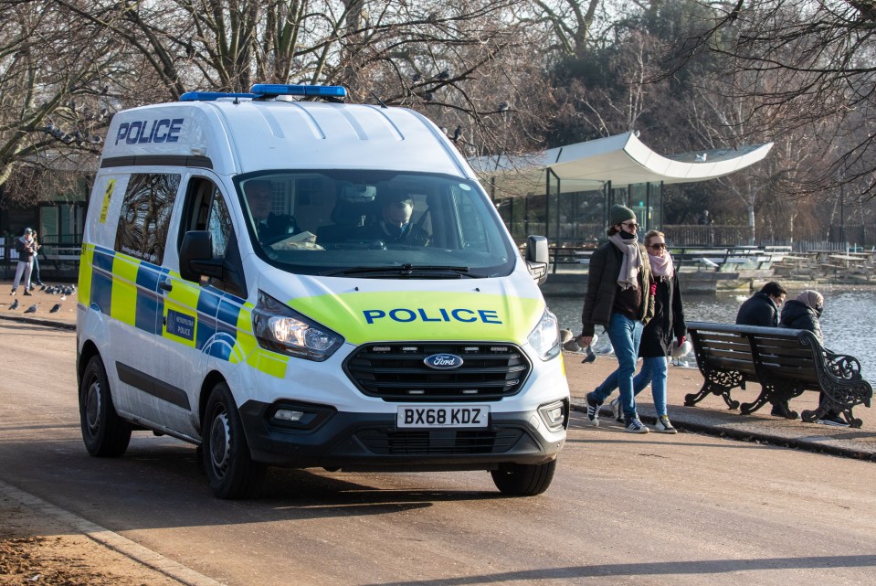 A police van on patrol in Hyde Park in central London on Thursday afternoon