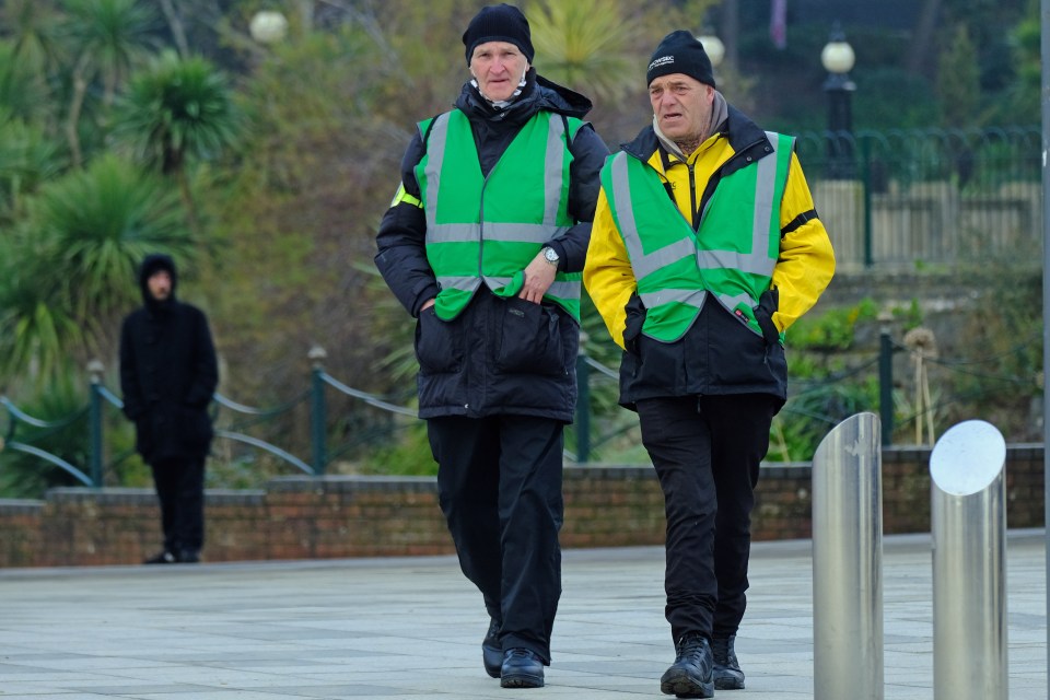 Covid marshals patrol the seafront on Bournemouth beach