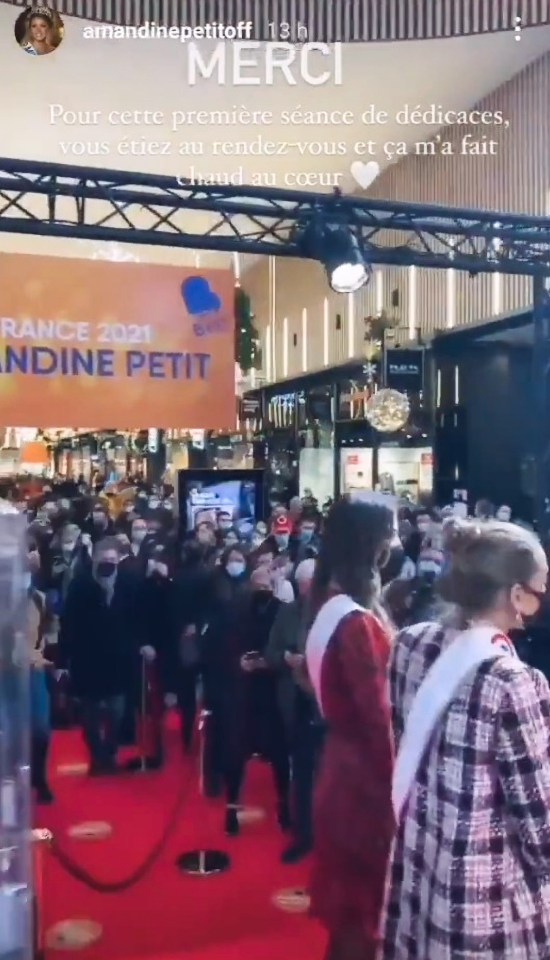 Large crowds captured on social media show Amandine Petit hosting an event at Farebersviller shopping centre