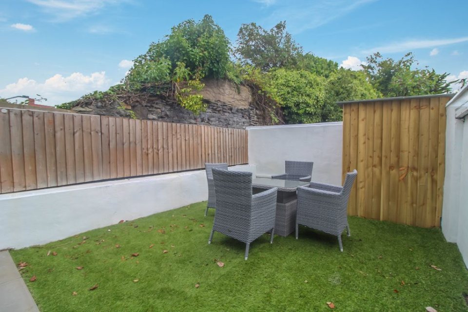 The two-bedroom home even has a garden 