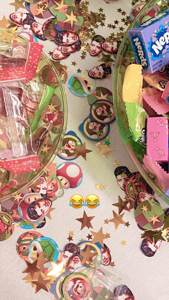 Zayn memorabilia covered the tables and Gigi sourced his favourite sweets including Nerds and Haribo